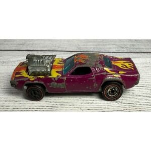 Vintage 1970 Hot Wheels Redline Rodger Dodger Plum Purple Flames Hong Kong Base